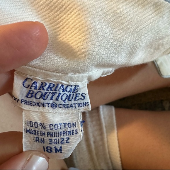 Vintage Carriage Boutiques Blue and white striped baby boy shirt size 18 months - Picture 2 of 3